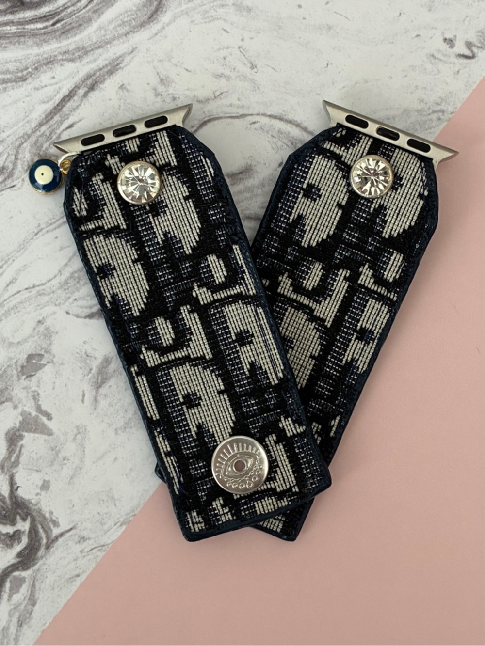 Watching Me Creations Authentic Upcycled Navy Dior Apple Watch Band - Size 4 - Picture 1 of 6
